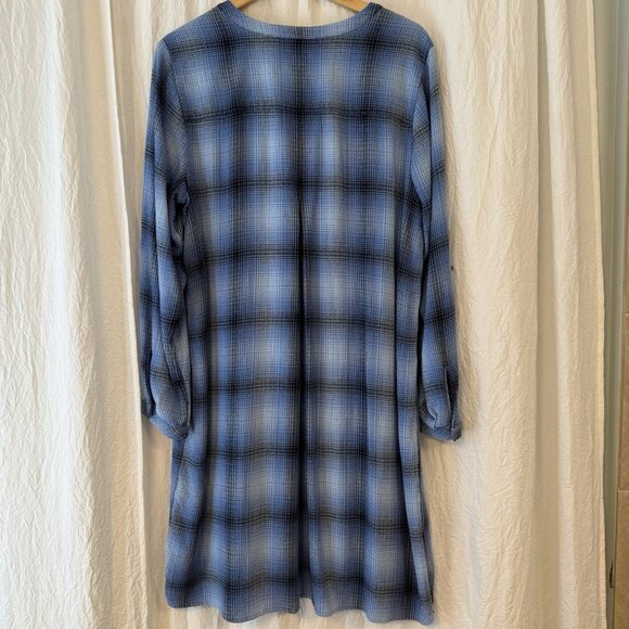 J.Jill Women Plaid Elliptical Shirtdress‎ Size Large Cobalt Blue Casual Classic - Picture 2 of 9